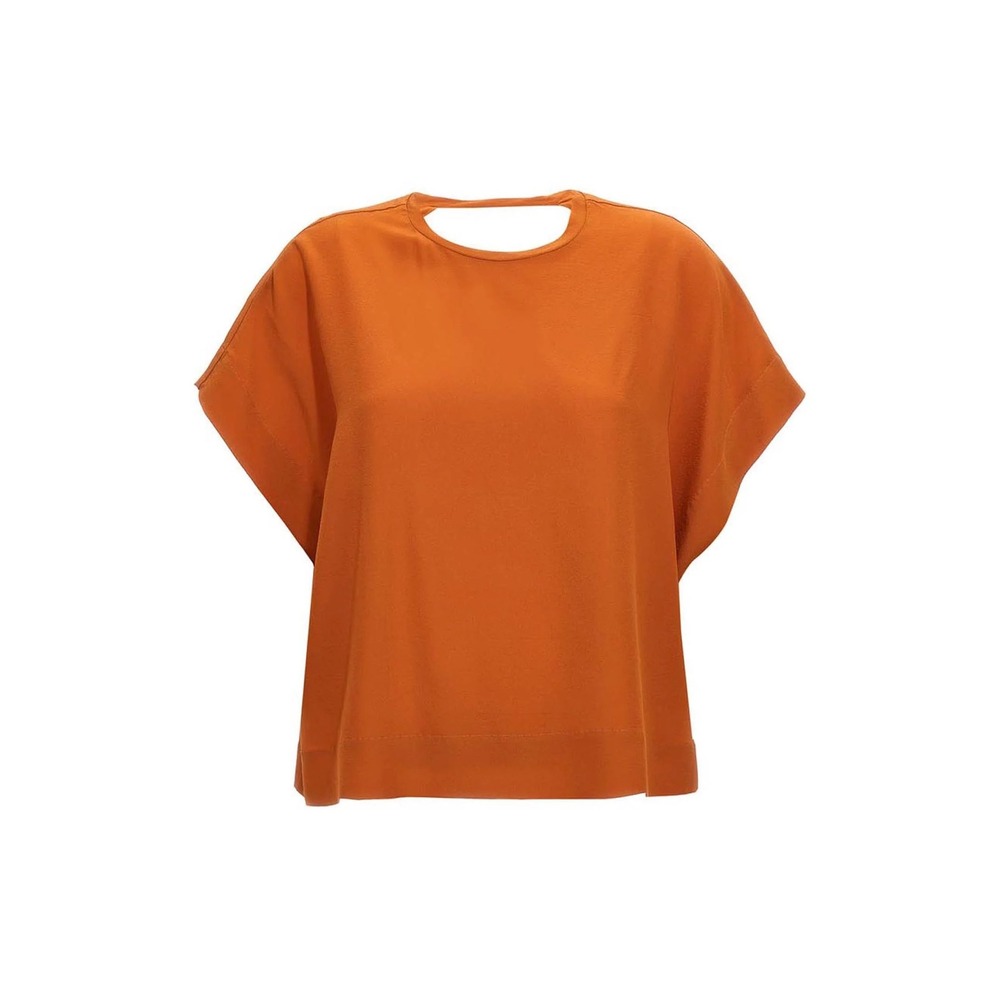 NWOT (Nude) Brand Silk Bloshirt Italy Orange Italian Quiet Luxury EU 42 US 6
